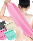 Moukeren Exfoliating Back Scrubber with Handles 4 Pack Nylon Back Exfoliator Extended Length Washers Scrubbers Stretchable Pull Strap Exfoliating Washcloth(Dark Blue, Gray, Beige, Pink)