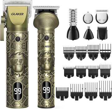 GLAKER Hair Clippers for Men Professional, Cordless Clippers for Hair Cutting, Mens Bear Trimmer, Electric Razor Barber Clippers Hair Trimmer, Gifts for Men (Gold)