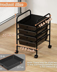 4 Tier Utility Rolling Cart with 4 Drawers Multipurpose Rolling Storage Cart with Wheels and Handles for Office Classroom Kitchen Bathroom Bedroom Organization Black