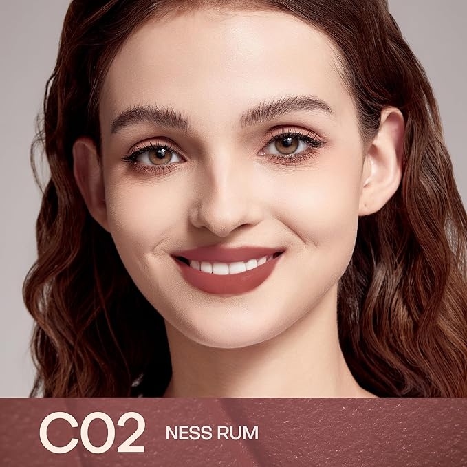 Mistine Lipstick Thai Latte Sheer Creamy Rouge Velevt Matte Finish Lipstick for Women Non-sticky C02 Ness Rum 3.5g 1 Count