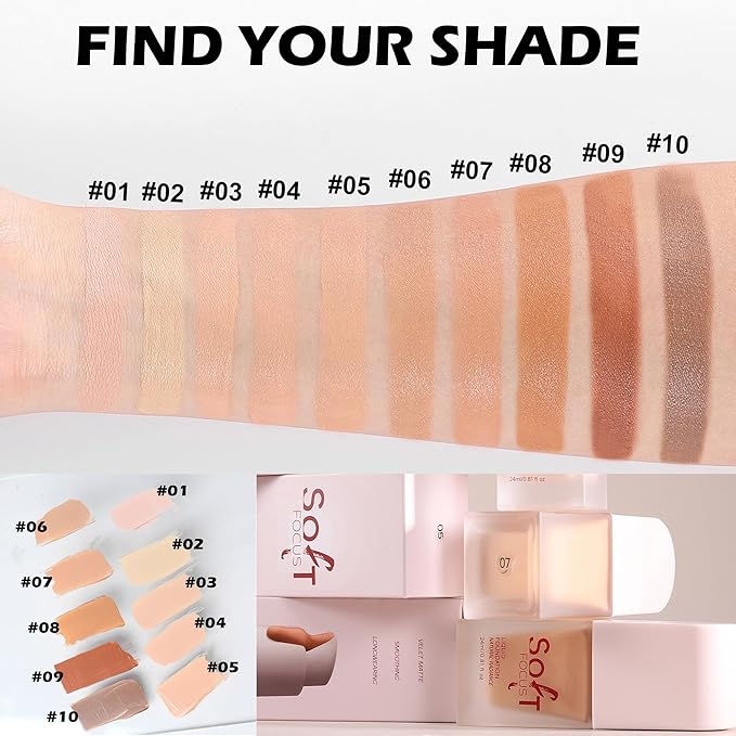 Full Coverage Soft Focus Liquid Foundation, Lightweight Moisturizing