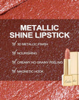 Oulac Coral Orange Lipstick for Women with Metallic 3D Shine Lightweight Hydrating Formula, High Impact Lip Color, Vegan Beauty, Full Coverage Lip Makeup, Christmas Gifts for Women, Be Happy(05)