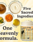 Hallow Tallow Whipped Beef Tallow Moisturizer – 100% Grass-Fed & Finished Tallow Balm with Manuka Honey, Jojoba & Olive Oil, Calendula Extract – Natural Hydrating Face & Body Cream, 4oz