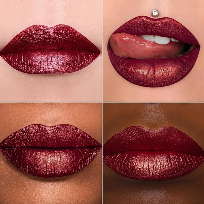 MAKI YIKA 3Pc Metallic Lipstick Long Lasting Nude Pink Red Glitter Lipsticks High Shine Lipstick No Smudge No Transfer Liquid Lip Gloss (Nude/Pink/Red)