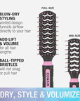 Conair Salon Results Vent Hairbrush Set - Detangling Hair brush - suitable for men and women - features Travel + Full-size - Pink/Black
