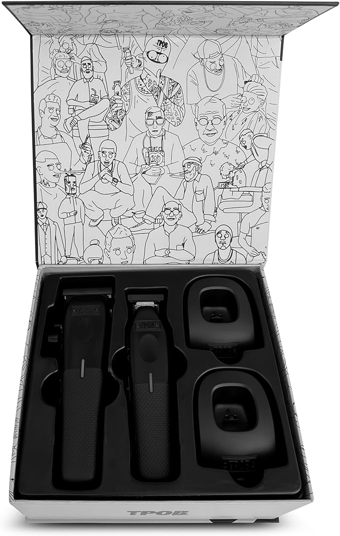 TPOB Play Barber Hair Clipper and Trimmer for Men 7500 RPM with Rubber Grips (Blackout 2 Set)