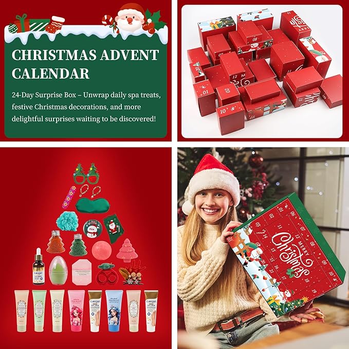 Advent Calendar 2025-24 Days of Luxury Bath & Body Gifts Set, Christmas Countdown Calendar Holiday Gifts, Skincare Beauty Gift Baskets