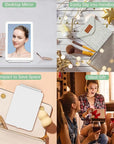 FUNTOUCH Rechargeable Travel Makeup Vanity Mirror with 72 LED Lights, Portable Lighted Beauty Mirror, 3 Lighting Modes, Dimmable Touch Screen, Tabletop Folding Cosmetic Mirror with Storage Bag