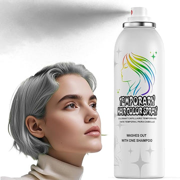Grey Temporary Hair Color Spray - Gentle Formula, Washable & Non-Sticky | Silver Gray Instant Hair Dye Alternative for Adults | Halloween, Costume, Party Makeup, 150ml