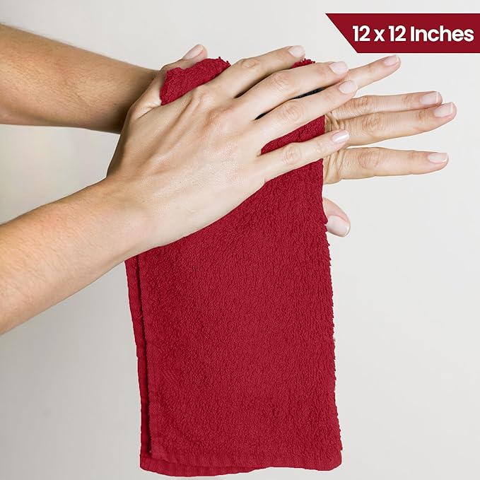 Utopia Towels 24 Pack Cotton Washcloths Set, 100% Ring Spun Cotton, Premium Quality Flannel Face Cloths, Highly Absorbent and Soft Feel Fingertip Towels, Red