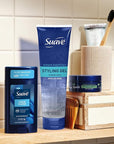 Suave Hair Gel For Men Barber Essentials Styling, Strong Hold and Low Shine, No Flakes, Barber-Quality Results, 9 oz