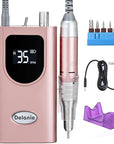 Delanie Professional Nail Drill High Torque 35000 RPM Rechargeable Portable Electric Nail File Filer for Acrylic Gel with Cuticle Bits, Salon Manicure Tool, Rose Gold