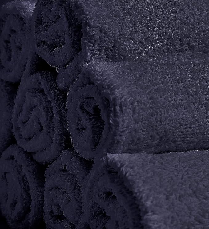 Softolle 100% Cotton Washcloths 60 Pack (12x12 Inches) Soft, Highly Absorbent Washcloth, Face Towels, Wash Cloths for Face, Ring Spun, Bulk Pack (Grey)