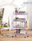 TOOLF 4-Tier Rolling Cart, Metal Utility Cart with 3 Hooks, Easy Assemble Mobile Storage Trolley On Wheels, Metal Shelving Units Kitchen Bathroom Laundry Room