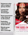 Revlon ColorSilk Tone + Gloss + Care Demi Permanent Hair Color, Dye Kit with Leave-In Scalp and Haircare Serum, 2x Shinier, 4x Stronger, 4 Dark Brown, 4.5 fl oz