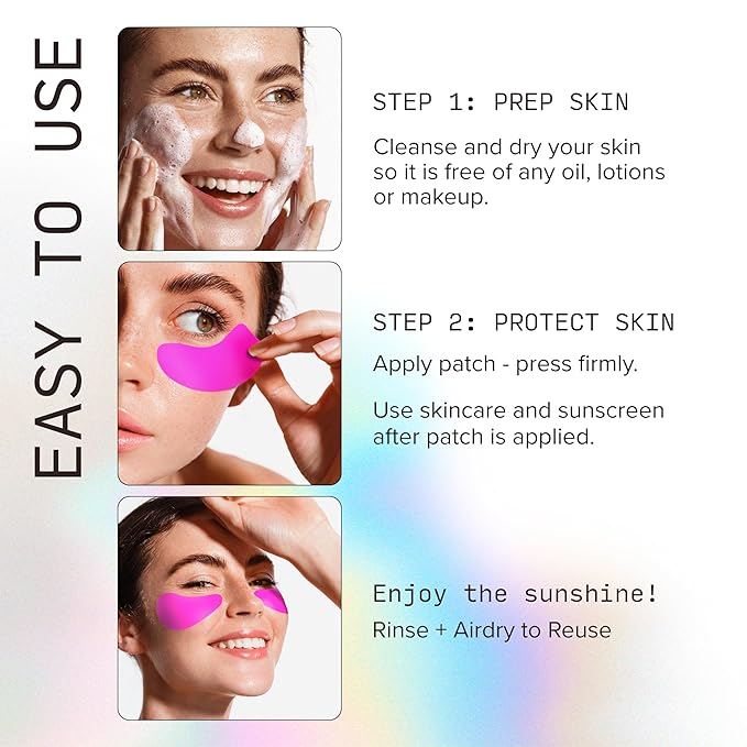 Sun Patch, Reusable Sun Screen Silicone Patches For UV Protection & Face Sunscreen, Sun Face Patches For Sun Exposure, UV Shield Silicone Sun Block (1 Pack/4 Pairs) (Pink) (Golf, Surf, Swim, Ski)