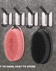 2 Pack Silicone Body Scrubber, Loofah Double-Sided Body Brush,Shower Scrubber and Scalp Massager Shampoo Brush for Sensitive Kids Women Men All Kinds of Skin (Black & Pink)