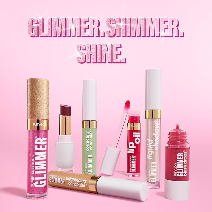 REVLON Super Lustrous Glimmer Lip Oil, Moisturizing & Tinted, Shiny Finish, Made with Plant-Based Squalane, 008 Just Toasty, 0.13 fl oz