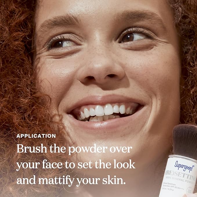 Supergoop! (Re) setting 100% Mineral Powder, Medium - 0.15 oz - Makeup Setting Powder + Broad Spectrum SPF 35 PA+++ Sunscreen - With Ceramides, Olive Glycerides & Coated Silica Spheres