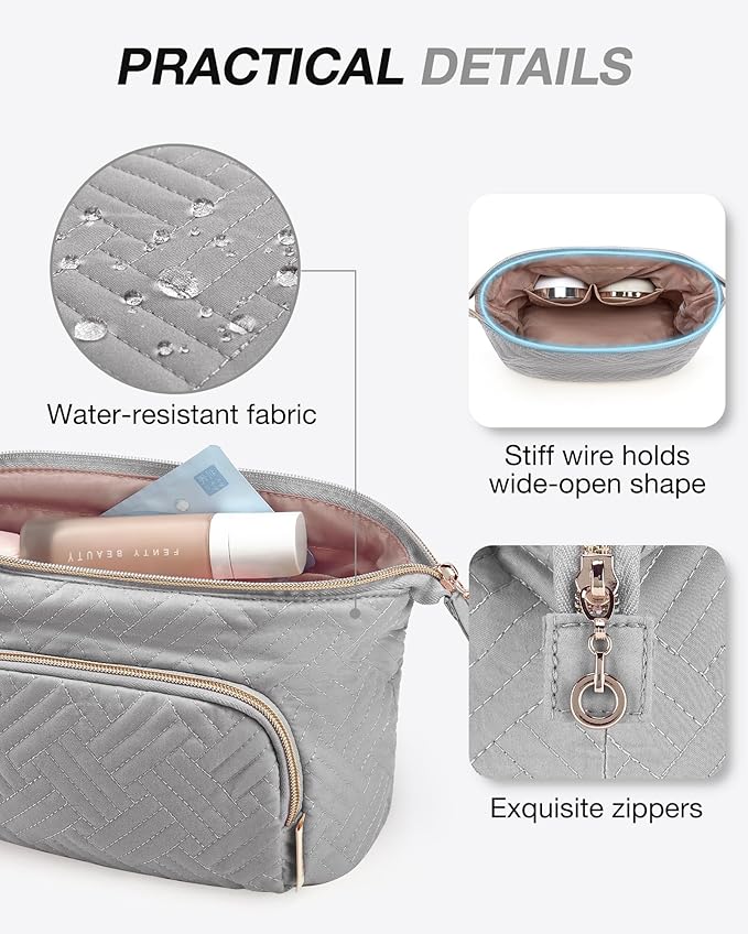 BAGSMART Travel Makeup Bag, Cosmetic Bag Make Up Organizer Case,Large Wide-open Pouch for Women Purse for Toiletries Accessories Brushes
