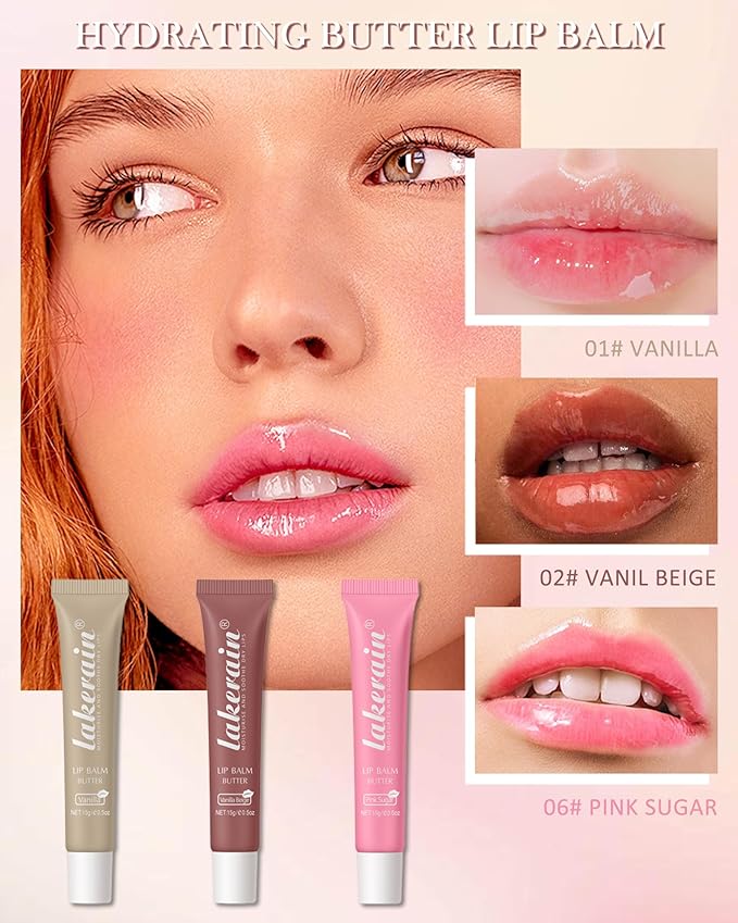 Tinted Lip Butter Balm-3 Colors Vanilla Beige Brown Lip