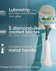 Gillette Venus Platinum Extra Smooth Metal Handle Women's Razor Handle + 4 Blade Refills, Pivoting Head and Ribbon of Moisture