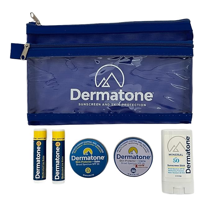 Dermatone Outdoor Protection Gift Pack | Contains 4 of our Sunscreen, Skin Protection Products | Classic Tin, Z-Cote, Mineral Sunscreen Stick & 2 Medicated Lip Balms