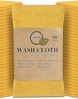 Softolle 100% Cotton Washcloths 60 Pack (12x12 Inches) Soft, Highly Absorbent Washcloth, Face Towels, Wash Cloths for Face, Ring Spun, Bulk Pack (Yellow)