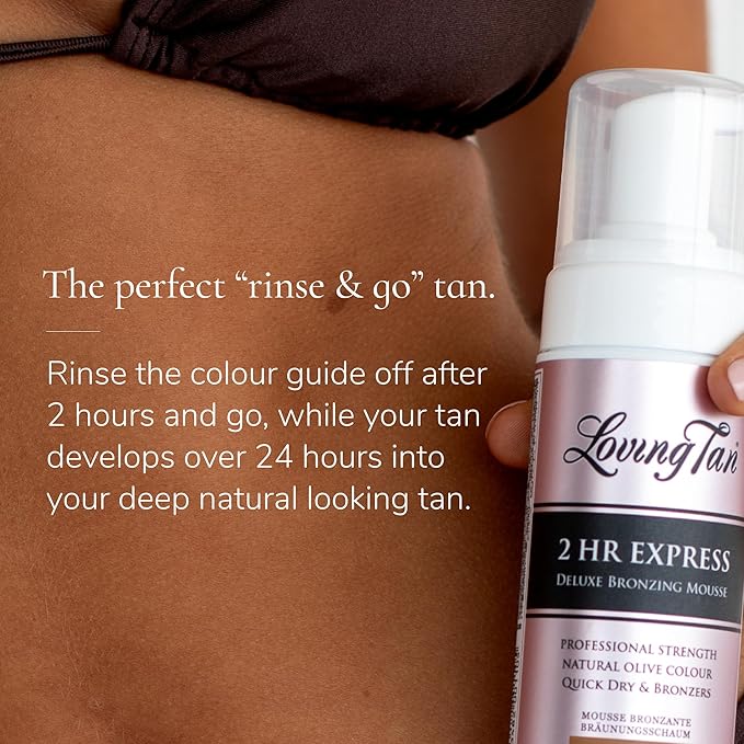 Loving Tan 2 HR Express Mousse, Medium - Streak-free, Natural Tan, Up to 5 Applications, Cruelty-Free, Dermatologist-Tested, 6.7 FL Oz