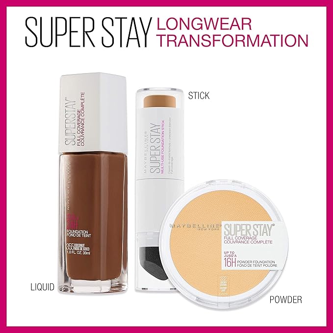 Maybelline Super Stay Full Coverage Powder Foundation Makeup, 1 Count