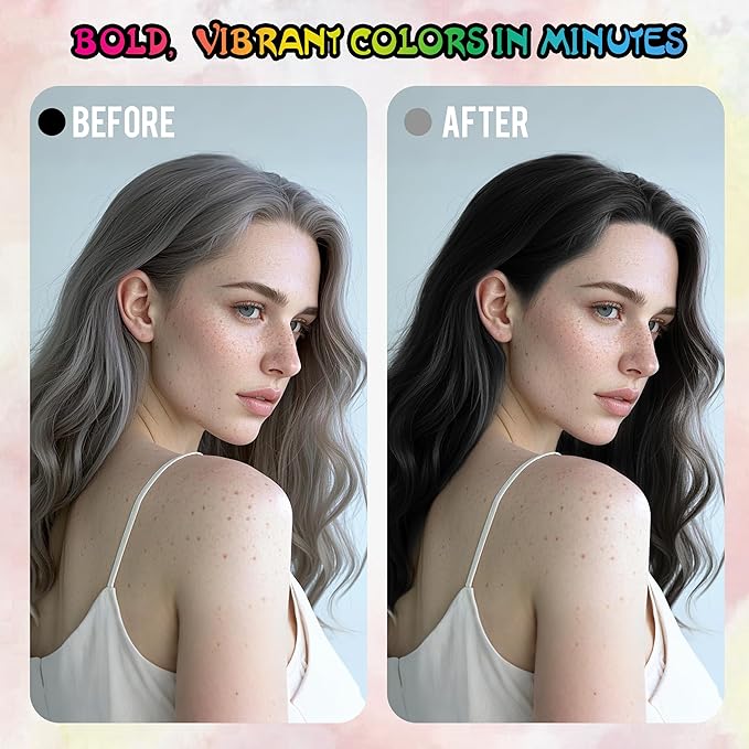 Black Temporary Hair Color Spray - Gentle Formula, Washable & Non-Sticky | Instant Hair Dye Alternative for Adults | Halloween, Costume, Party Makeup, 150ml