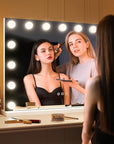 ROLOVE 23"x18" Hollywood Vanity Mirror with Lights, 15 Dimmable LED Bulbs, led Makeup Mirror with 3 Color Modes, Lighted Vanity Mirror for Tabletop or Wall-Mounted