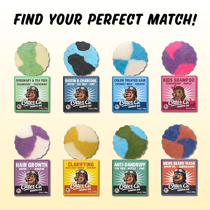 Otter co. Clarifying Apple Cider Vinegar Shampoo Bar for Build Up – Argan oil, Rosemary, Nettle, Jojoba oil – Vegan, Sulfate Free & Non Toxic – Women and Mens Shampoo, All Hair Types, Made in USA