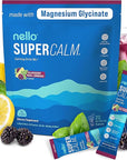 Nello Supercalm Powdered Drink Mix, Cortisol Reducer*, Sleep Aid Supplement, L Theanine, Ksm-66 Ashwagandha, Magnesium Glycinate, Vitamin D 3, No Sugar, Non GMO, 20 Ct, BlackBerry Basil Lemonade