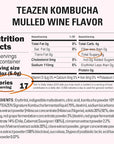 TEAZEN Mulled Wine Kombucha Tea, Spice Tea, Live Probiotics & Postbiotics, Relaxation and Warmth for Colds and Sore Throat, Electrolyte & Hydration Drink Mix, Sugar Free, 10 Sticks, 1.76oz