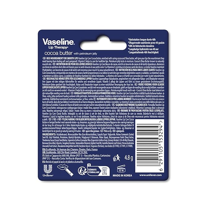 Vaseline Lip Therapy Stick, Cocoa Butter, 4.8g