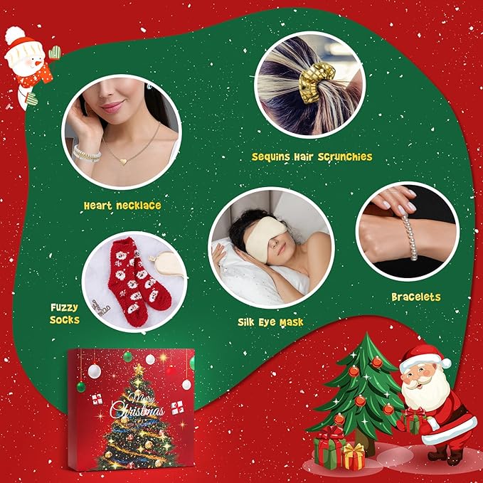 Advent Calendar 2025 Women-12 Days of Christmas Advent Calendars for Adult Women and Teen Girls, Luxury Spa Self Care Christmas Gifts Basket Countdown Calendar for Mom Wife Girlfriend Red