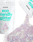 Hemway Eco Friendly Biodegradable Glitter 100g / 3.5oz Bio Cosmetic Safe Sparkle Vegan For Face, Eyeshadow, Body, Hair, Nail And Festival - Extra Chunky (1/24" 0.040" 1mm) - Mother of Pearl Iridescent