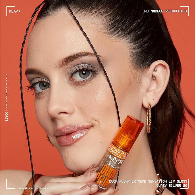 NYX PROFESSIONAL MAKEUP Duck Plump High Pigment Lip Gloss, Lip Plumper Gloss with Spicy Ginger - Flippin Slime