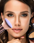 Makeup Brush Kabuki Face Brushes Retractable Travel Blush Brush Portable Flawless for Foundation, Powder Blush, Bronzer, Buffing, Liquid, Cream, Cruelty Free with Cover(Flat-Head)