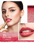 Oulac Glitter Lipstick for Women with Metallic 3D Shine Lightweight Hydrating Formula, High Impact Lip Color, Vegan Beauty, Full Coverage Lip Makeup, Christmas Gifts for Women, Viva La Vida(25)