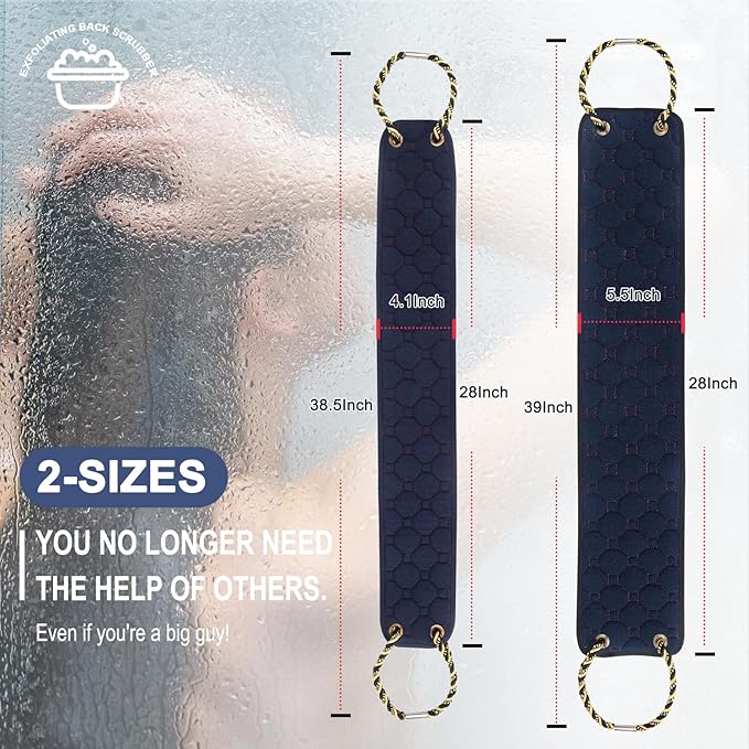 Exfoliating Back Scrubber with Handles, 38.5 Inch Double-Sided Back Exfoliator Body Scrub Towel, Exfoliating Washcloth Bath Tool for Use in Shower, Back Washer to Deep Clean Your Skin for Men & Women