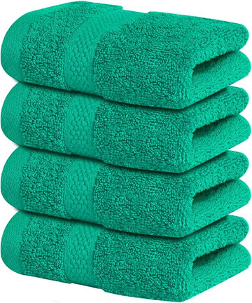 Infinitee Xclusives Luxury Wash Cloths for Showering [13x13] – 100% Cotton Washcloths [Pack of 4], Soft and Absorbent Face Towels for Bathroom Wash Clothes, Gym, and Spa (Vivid Green)