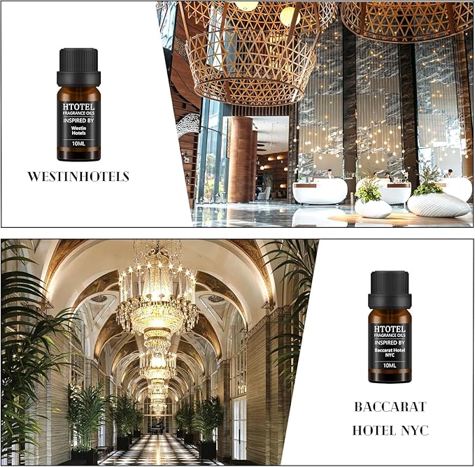 Hotel Collection Diffuser Essential Oil Gift Set,Hotel Scents for Home,Stress Relief Air Freshening,Ritz Carlton,My Way,Westin,Wynn Las Vegas,Baccarat,Four Seasons,Aria,Marriott Beach Villas