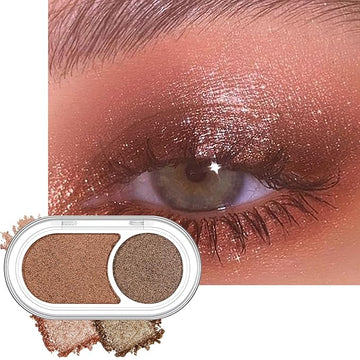 Erinde Brown Eyeshadow Palette Duo - Bronze & Copper Shades Shimmer Glitter Eye Shadow Makeup Palette, Long Lasting Waterproof Blendable Crease & Smudge Proof Golden Galaxy Christmas Makeup, 03