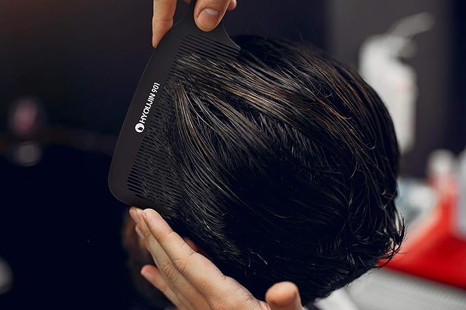 HYOUJIN 901 Black Carbon Flat Top Clipper Comb 230℃ Heat Resistant Hair Cutting Combs Great for Clipper-cuts and Flattops