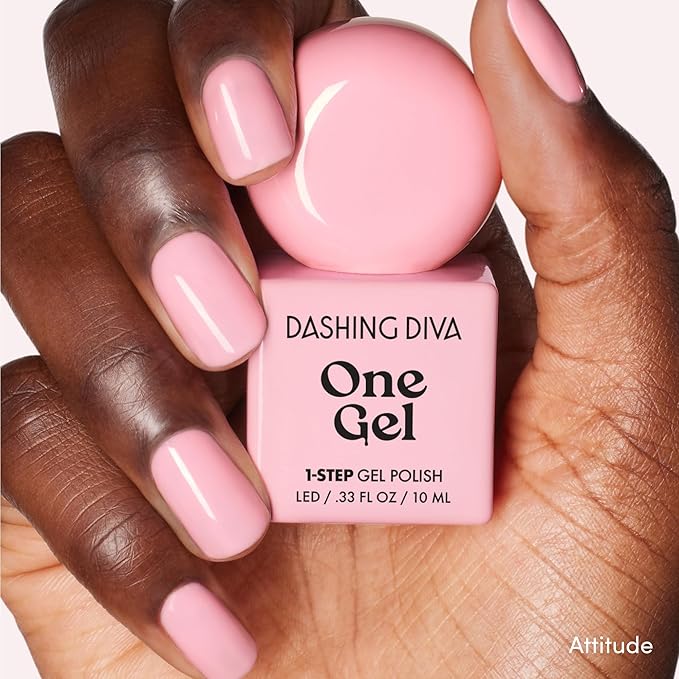 Dashing Diva One Gel Color & Magnetic Topper Duo - Diva - Attitude & Silver Glitter Topper - 3-in-1 Base Coat, Nail Color & Top Coat - Gel Nail Polish Set