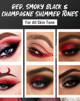 Red Eyeshadow Palette with Mirror Sliver Red Black Tones Matte Shimmer 6 Colors Mini Eye Shadow Pallet Travel Size Highly Pigmented for Joker Vampire Clown Goth Halloween Christmas Makeup