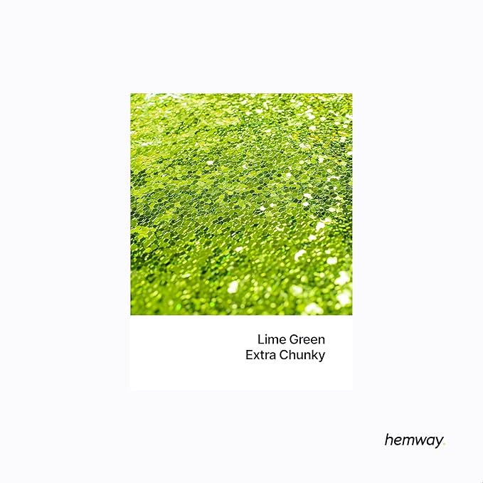 Hemway Eco Friendly Biodegradable Glitter 100g / 3.5oz Bio Cosmetic Safe Sparkle Vegan for Face, Eyeshadow, Body, Hair, Nail and Festival Makeup, Craft - Extra Chunky (1/24" 0.040" 1mm) - Lime Green