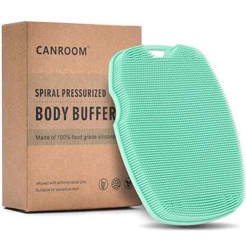 Zinc Infused Silicone Body Scrubber for Shower,Food-Grade Handheld Cleansing Skin Brush, Gentle Exfoliating and Lather Well - Green
